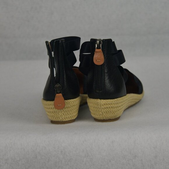 Gentle Souls by Kenneth Cole Noa Wedge Sandals Women's Size US 6M Black Leather - Picture 3 of 5